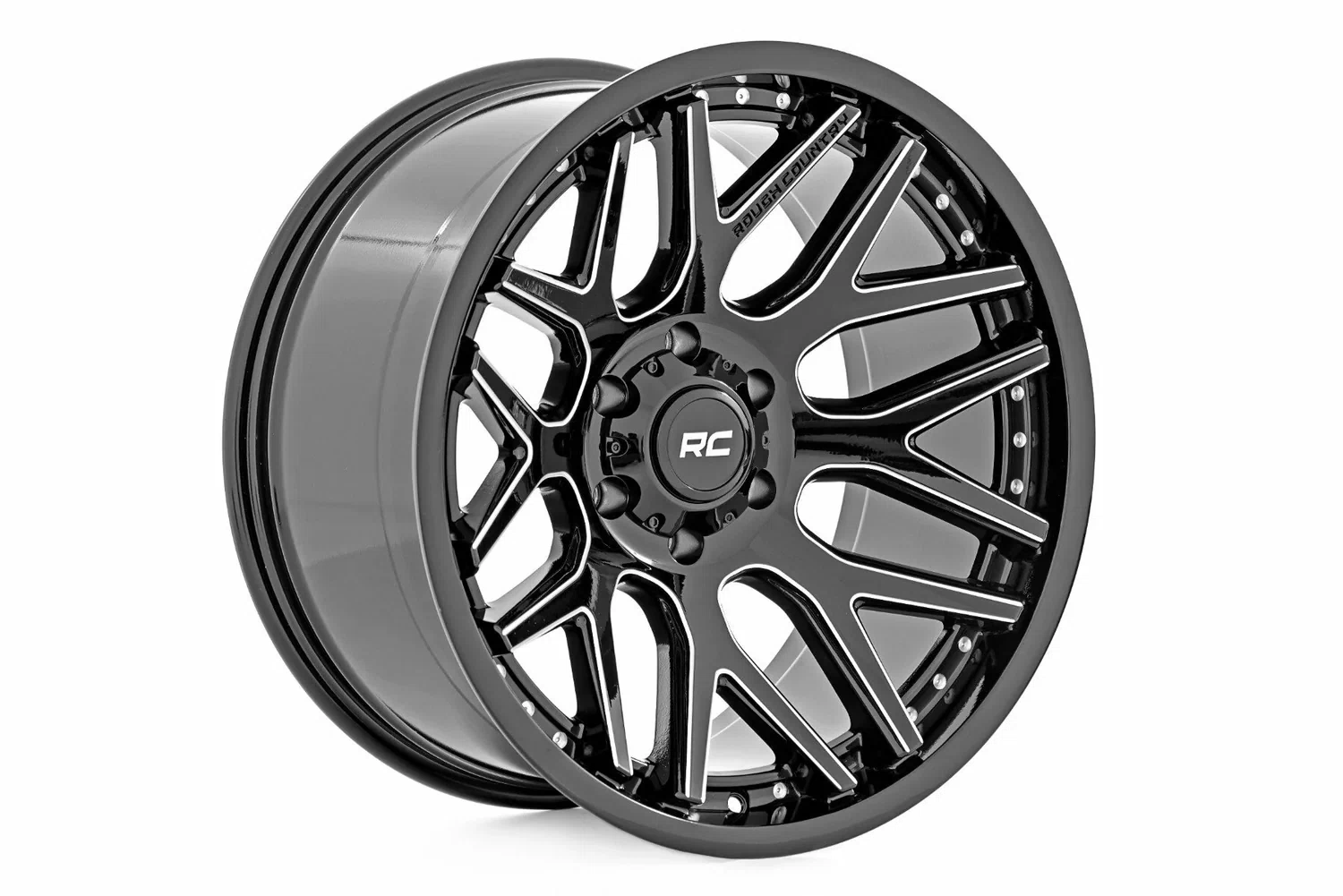Rough Country _ Rough Country 95 Series Wheel _ Machined One-Piece _ Gloss Black _ 22x10 _ 6x5.5 _ -25mm